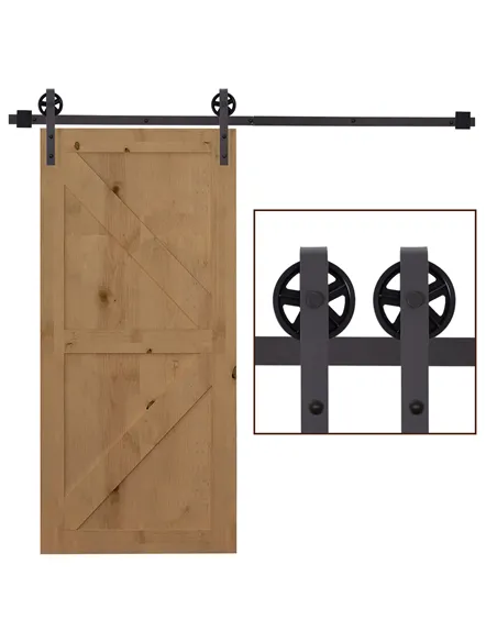 HOMCOM 6ft Modern Single Sliding Barn Door Track Kit Set Closet Hardware for Single Wooden Door