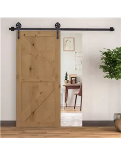 HOMCOM 6ft Modern Single Sliding Barn Door Track Kit Set Closet Hardware for Single Wooden Door 2