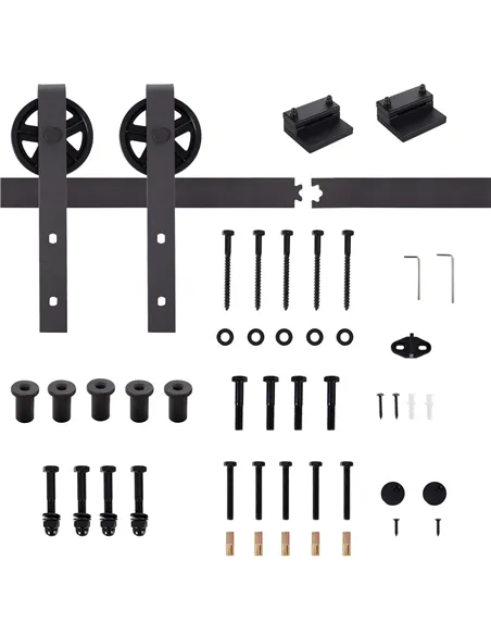 HOMCOM 6ft Modern Single Sliding Barn Door Track Kit Set Closet Hardware for Single Wooden Door