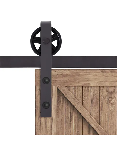 HOMCOM 6ft Modern Single Sliding Barn Door Track Kit Set Closet Hardware for Single Wooden Door