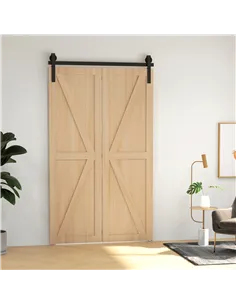 HOMCOM 4FT/122CM Bi-Folding Sliding Barn Door Hardware Track Kit, Heavy Duty Sliding Door Kit for 2 Doors with J Shape Hanger 2