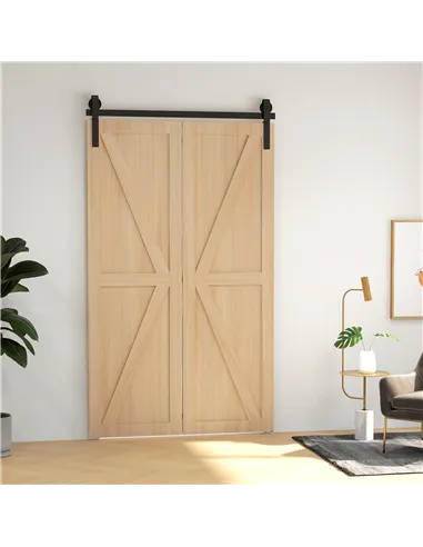 HOMCOM 4FT/122CM Bi-Folding Sliding Barn Door Hardware Track Kit, Heavy Duty Sliding Door Kit for 2 Doors with J Shape Hanger