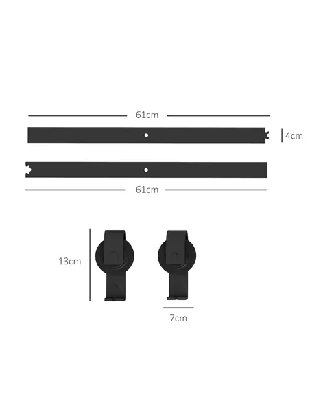 HOMCOM 4FT/122CM Bi-Folding Sliding Barn Door Hardware Track Kit, Heavy Duty Sliding Door Kit for 2 Doors with J Shape Hanger