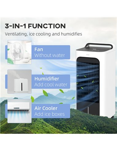 HOMCOM Three-Cool Air Conditioner, with Ice Pack and Remote - White