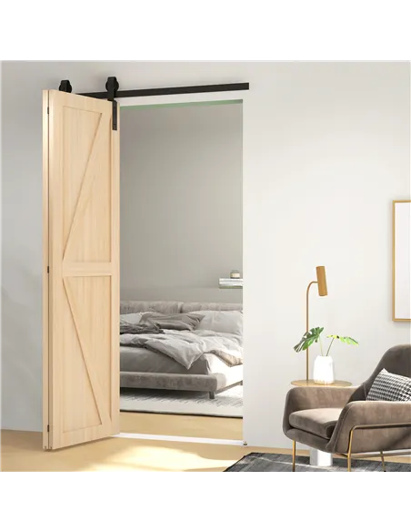 HOMCOM 4FT/122CM Bi-Folding Sliding Barn Door Hardware Track Kit, Heavy Duty Sliding Door Kit for 2 Doors with J Shape Hanger