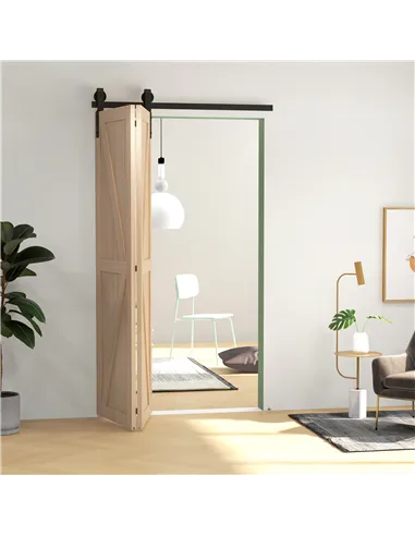 HOMCOM 4FT/122CM Bi-Folding Sliding Barn Door Hardware Track Kit, Heavy Duty Sliding Door Kit for 2 Doors with J Shape Hanger