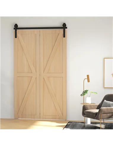 HOMCOM 4FT/122CM Bi-Folding Sliding Barn Door Hardware Track Kit, Heavy Duty Sliding Door Kit for 2 Doors with J Shape Hanger