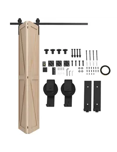 HOMCOM 5ft Bi-Folding Sliding Barn Door Hardware Kit - Black