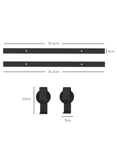 HOMCOM 5ft Bi-Folding Sliding Barn Door Hardware Kit - Black