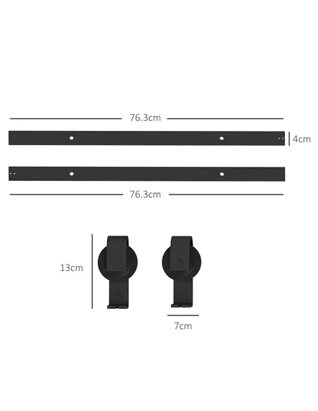 HOMCOM 5ft Bi-Folding Sliding Barn Door Hardware Kit - Black
