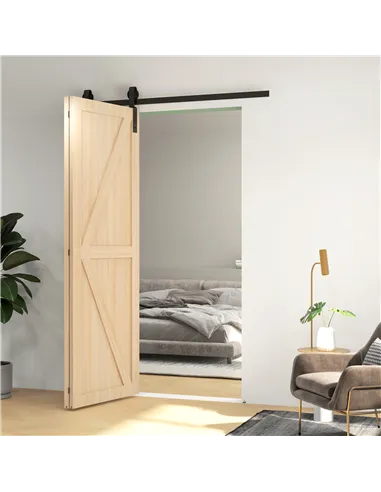 HOMCOM 5ft Bi-Folding Sliding Barn Door Hardware Kit - Black