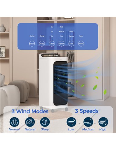 HOMCOM Three-Cool Air Conditioner, with Ice Pack and Remote - White