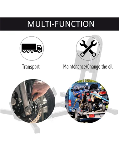 HOMCOM Metal Motorcycle Motorbike Wheel Chock Locking Stand System 17”,19”,21”/43,48,51 Cm Front Wheels Steel Adjustable Fixing 