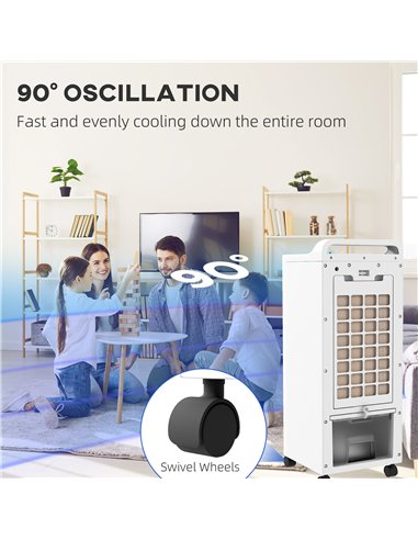 HOMCOM Three-Cool Air Conditioner, with Ice Pack and Remote - White