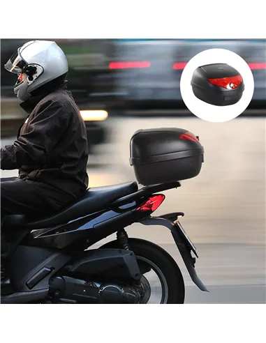 HOMCOM 24L Motorcycle Trunk Hard Tail Bike Top Box Rack Mount Luggage Helmet Storage Carrier Case Universal Scooter w/Keys & Pla