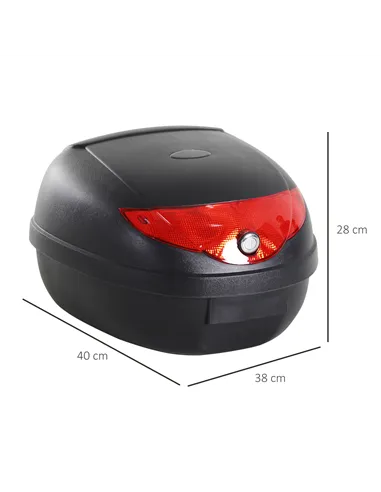 HOMCOM 24L Motorcycle Trunk Hard Tail Bike Top Box Rack Mount Luggage Helmet Storage Carrier Case Universal Scooter w/Keys & Pla