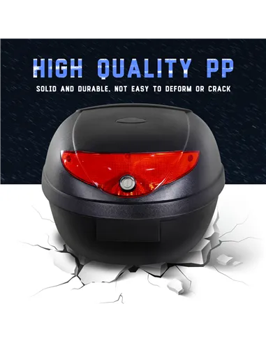 HOMCOM 24L Motorcycle Trunk Hard Tail Bike Top Box Rack Mount Luggage Helmet Storage Carrier Case Universal Scooter w/Keys & Pla