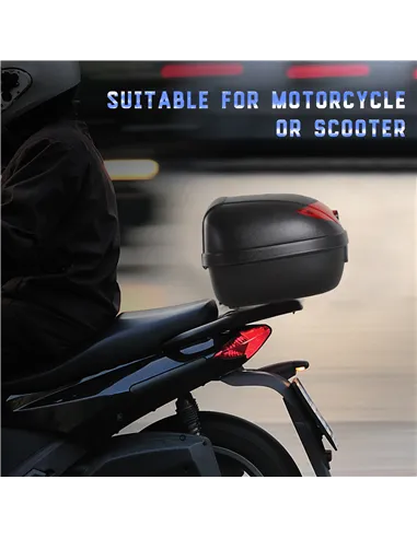 HOMCOM 24L Motorcycle Trunk Hard Tail Bike Top Box Rack Mount Luggage Helmet Storage Carrier Case Universal Scooter w/Keys & Pla