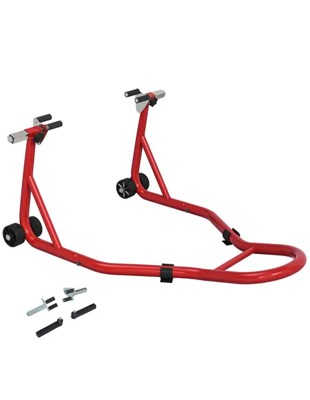 HOMCOM Front Motorcycle Paddock Stand Motorbike Stand with Anti-Slip Mat, U-Shaped and L-Shaped Adapters, 200 kg Capacity, for 1