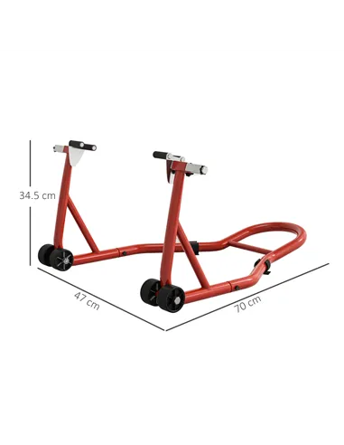 HOMCOM Front Motorcycle Paddock Stand Motorbike Stand with Anti-Slip Mat, U-Shaped and L-Shaped Adapters, 200 kg Capacity, for 1