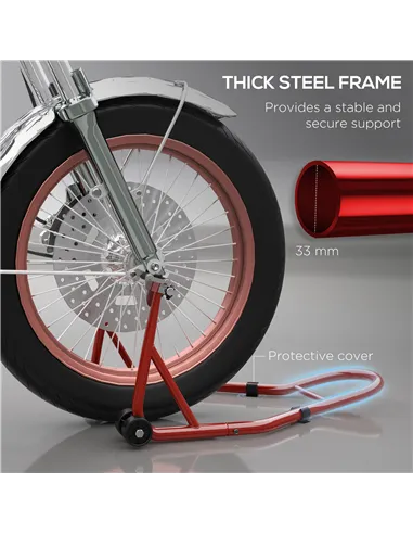 HOMCOM Front Motorcycle Paddock Stand Motorbike Stand with Anti-Slip Mat, U-Shaped and L-Shaped Adapters, 200 kg Capacity, for 1