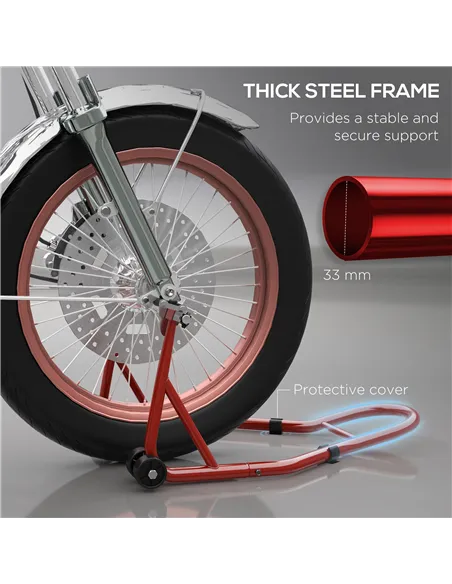 HOMCOM Front Motorcycle Paddock Stand Motorbike Stand with Anti-Slip Mat, U-Shaped and L-Shaped Adapters, 200 kg Capacity, for 1