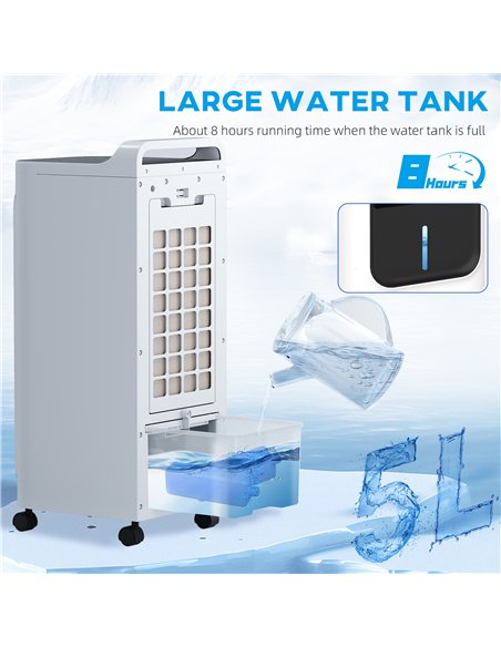 HOMCOM Three-Cool Air Conditioner, with Ice Pack and Remote - White