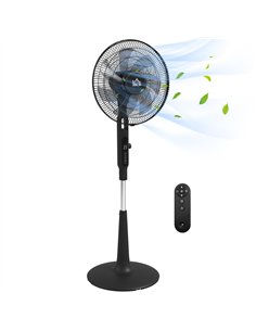 HOMCOM Three Mode Pedestal Fan, with Insect Repellant Box and LED Panel - Black