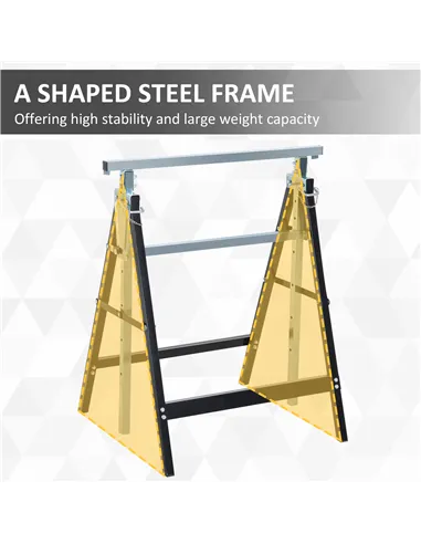 HOMCOM Set of 2 Adjustable Telescopic Builders Trestle, DIY Steel Work Bench Carpenter, Folding Saw Horse Tools Black