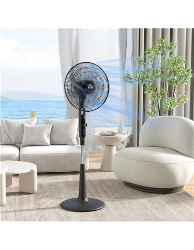 HOMCOM Three Mode Pedestal Fan, with Insect Repellant Box and LED Panel - Black