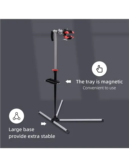 HOMCOM Bike Repair Stand Workstation, Bicycle Maintenance Workstand, Height Adjustable, with Tool Tray & 360° Rotating Adjustabl