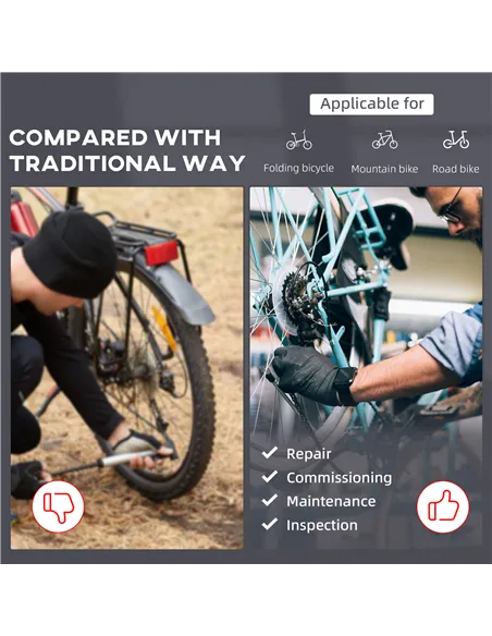 HOMCOM Bike Repair Stand Workstation, Bicycle Maintenance Workstand, Height Adjustable, with Tool Tray & 360° Rotating Adjustabl