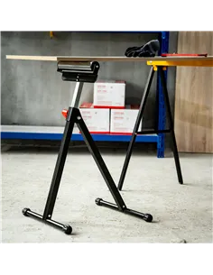 HOMCOM Folding Roller Stand, Material Support Pedestal with Ball Bearing Roller Height Adjustable Portable, Metal Construction,  2