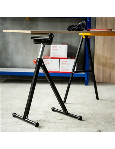 HOMCOM Folding Roller Stand, Material Support Pedestal with Ball Bearing Roller Height Adjustable Portable, Metal Construction, 