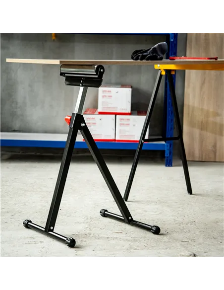HOMCOM Folding Roller Stand, Material Support Pedestal with Ball Bearing Roller Height Adjustable Portable, Metal Construction, 
