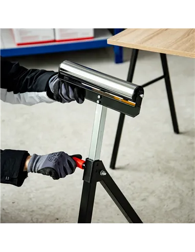 HOMCOM Folding Roller Stand, Material Support Pedestal with Ball Bearing Roller Height Adjustable Portable, Metal Construction, 