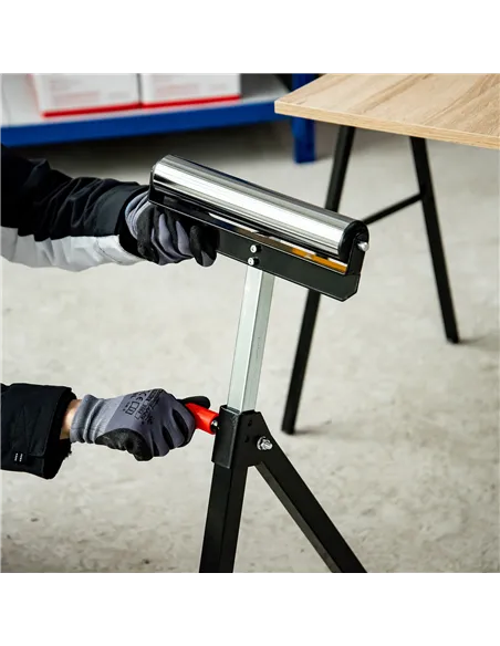 HOMCOM Folding Roller Stand, Material Support Pedestal with Ball Bearing Roller Height Adjustable Portable, Metal Construction, 