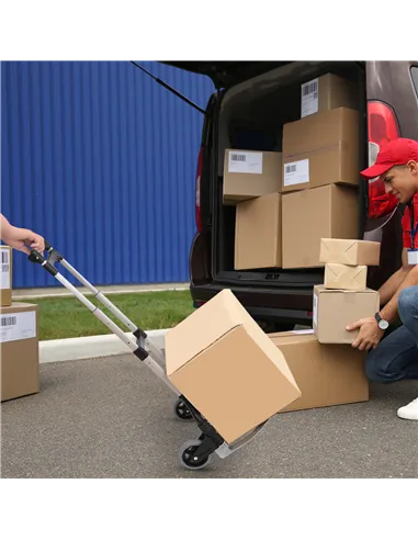 HOMCOM Aluminium Folding Hand Truck Trolley, Heavy Duty Foldable Sack Cart with Adjustable Telescoping Handle, 70KG Load Capacit