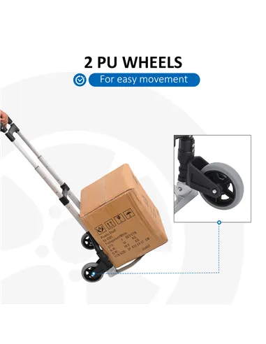 HOMCOM Aluminium Folding Hand Truck Trolley, Heavy Duty Foldable Sack Cart with Adjustable Telescoping Handle, 70KG Load Capacit