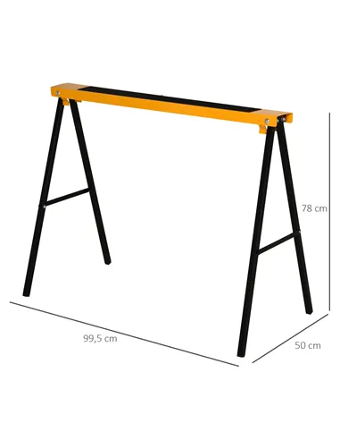 HOMCOM 2PCS Saw Horse Twin Pack Folding Workbench Metal Trestle Stands with Non-slip EVA Surface for Sawing Work Max Load 125kg