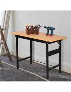HOMCOM 100 cm Foldable Garage Work Bench, Craft Table MDF Workstation, Heavy-duty Steel Frame with Ruler, Protractor 2