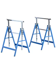 HOMCOM Set of 2 Adjustable Telescopic Builders Trestle, DIY Steel Work Bench Carpenter, Folding Saw Horse Tools Blue