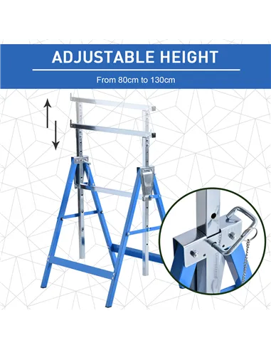 HOMCOM Set of 2 Adjustable Telescopic Builders Trestle, DIY Steel Work Bench Carpenter, Folding Saw Horse Tools Blue