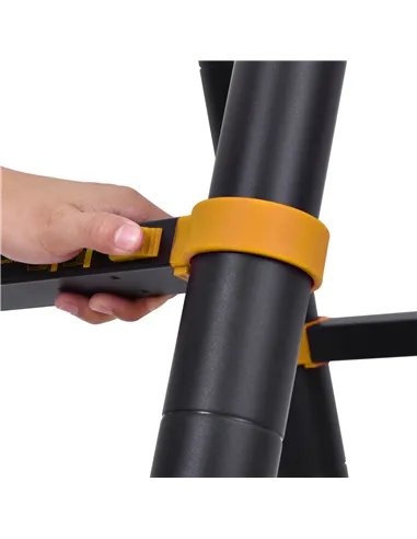 HOMCOM 3.8m Duo Aluminium Ladder w/ Tool Holder - Yellow