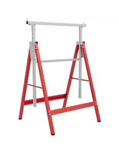 HOMCOM Set of 2 Adjustable Telescopic Builders Trestle, DIY Steel Work Bench Carpenter, Folding Saw Horse Tools Red