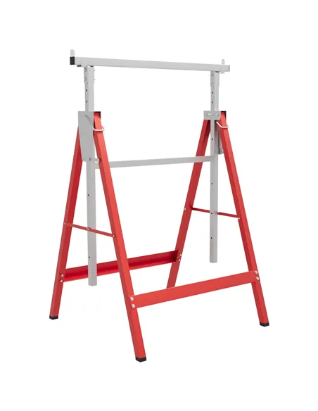 HOMCOM Set of 2 Adjustable Telescopic Builders Trestle, DIY Steel Work Bench Carpenter, Folding Saw Horse Tools Red