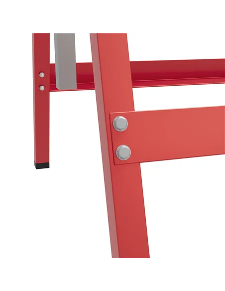 HOMCOM Set of 2 Adjustable Telescopic Builders Trestle, DIY Steel Work Bench Carpenter, Folding Saw Horse Tools Red