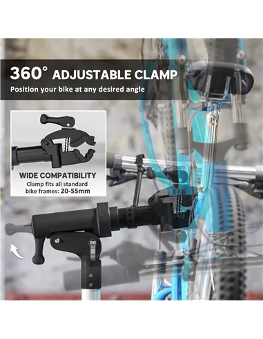 HOMCOM Bike Repair Stand, Max Load 40kg, Foldable, Height Adjustable, for Road Bike, Mountain Bike, E-bike