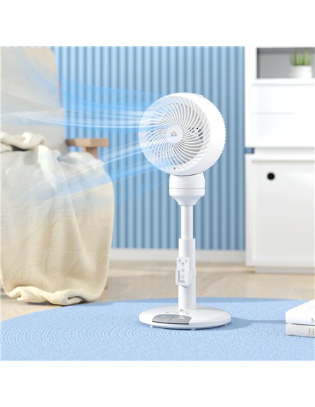 HOMCOM 9'' Air Circulator Fan 3 Speed 3 Mode, 70° Oscillation 90° Vertical Tilt, Remote Controller, for Living Room, Bedroom, Of