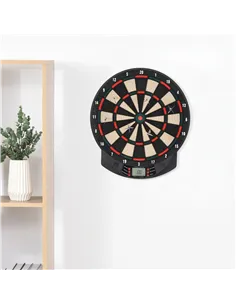 HOMCOM LCD Electronic Dartboard Set Features 26 Games w/ 185 Variations and Include 6 Darts Multi-Game Option Ready-to-Play 2